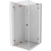 Mexen Lunar-F L cabine de douche pliante gauche 80 x 80 cm, transparent, or rose - 836L-080-080-60-00-L