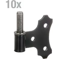 Alberts 863845 Paumelle avec plaque décorative, à visser, peinture noire par immersion, entraxe Ø 14 mm, plaque 94 x 94 mm, lot de 10