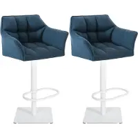 CLP Lot de 2 tabourets de bar Damaso, revêtement en tissu, pivotants et réglables en hauteur, charge maximale 240 kg, structure blanche