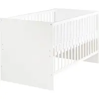 Roba Lit Bébé Évolutif Anton 70x140 Cm - Réglable Sur 3 Hauteurs - Coins De Transformation Inclus - Bois Blanc