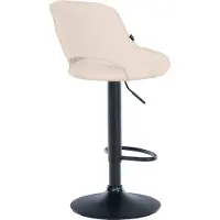 CLP Tabouret de bar Milet, revêtement en tissu, réglable en hauteur, pivotant, avec dossier | Couleur : crème, structure : noir