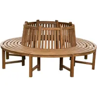 CLP Banc de jardin rond en teck "Baumbank" de la collection "Nila", pivotant à 360 degrés, résistant aux intempéries, avec dossier, couleur marron