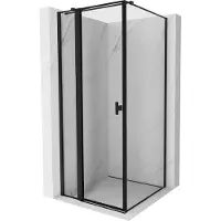 Mexen Mist T cabine de douche pivotante gauche 120 x 120 cm, cadre noir, noir - 8A4T-120-120-70-70-L