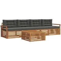 vidaXL Ensemble de canapés d'extérieur avec coussins 5 pièces Nature et Anthracite