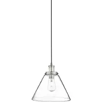 Searchlight Pyramid Lampe à suspension à 1 flamme, argent satiné, verre clair Pyramiden Shirm