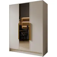MargaretHadas24 Armoire Goya II 150 cm avec miroir (cachemire, poignées dorées)
