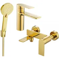 Mexen Zero SET mélangeur lavabo + bain avec accessoires R40, or (71103R40-50)