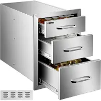 Vevor 3 tiroirs BBQ Tiroirs 36X51cm Barbecue Gaz Acier inoxydable