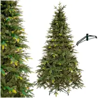 Springos Sapin de Noël artificiel - - Épicéa naturel 220 cm - Couronne dense - Support métallique - Réutilisable