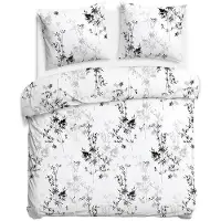 Darymex Linge de lit, linge de lit en satin de coton, haute qualité 200x220 satynlove 1558-1 Fleurs noires
