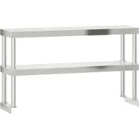 vidaXL Tableau à poser pour table de cuisine 2 étagères 110x30x65 cm inox