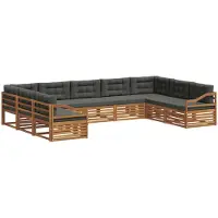 vidaXL Ensemble de salon de jardin 9 pièces, couleurs : naturel et anthracite