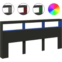 vidaXL Tête de lit LED avec étagères Noir 220x17x102 cm