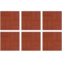 vidaXL : Pavés pour allée, 6 pièces, rouge, 40,5 x 40,5 x 2 cm, caoutchouc