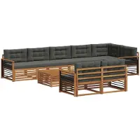vidaXL Ensemble de canapés d'extérieur avec coussins 9 pièces Nature et Anthracite