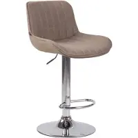 CLP Tabouret de bar Lentini en tissu, pivotant et réglable en hauteur, couleur taupe, piètement chromé