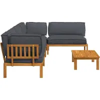 vidaXL Ensemble de canapés avec coussins Uni 5 pièces Anthracite Bois massif Acacia