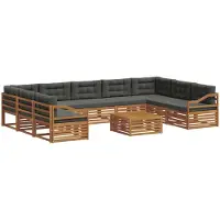 vidaXL Ensemble de canapés d'extérieur avec coussins 10 pièces Nature et Anthracite