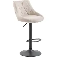 CLP Tabouret de bar Lazio, revêtement en tissu, réglable en hauteur et pivotant à 360 degrés. Couleur : crème. Structure : noire