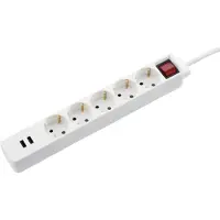 Hama Bloc multiprises USB 3,4A, 5 prises, blanc
