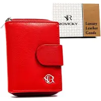Rovicky | Petit porte-monnaie, avec fermeture en cuir, en rouge, 9x12 cm