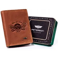 Peterson Portefeuille non fermé pour homme en cuir nubuck naturel -