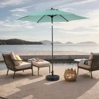OKWISH Parasol de Jardin Rond Double Face - Grand Parasol avec Manivelle et Structure en Acier - Toile Polyester 264x264 cm - Vert Clair
