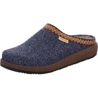 Rohde Pantoufles pour dames en feutre souple brodé avec semelles amovibles Novara 6425, Taille:40 EU, Couleur:Bleu