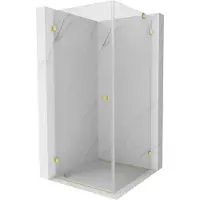Mexen Cabine de douche Lunar-B pivotante gauche 90 x 90 cm, transparente, or brossé - 832-090-090-55-00-L