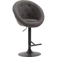 CLP Tabouret de bar London V2, revêtement en tissu, pivotant et réglable en hauteur | Couleur : gris foncé. Structure : noire