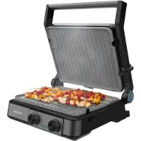Cecotec Gril Électrique avec Grill Rock’nGrill 2200 Dual. 2200W, Ouverture 180º, Dual Temp, RockStone Antiadhérent