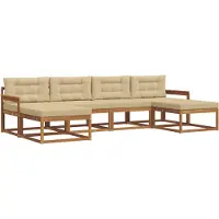 vidaXL Ensemble de canapés d'extérieur avec coussins 6 pièces Nature et Beige
