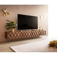 DELIFE Meuble-TV Fevo 220 cm acacia brun 4 portes flottantes