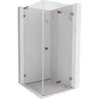 Mexen Lunar-F L cabine de douche pliante droite 80 x 80 cm, transparent, or rose - 836L-080-080-60-00-P