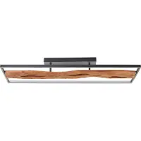 Brilliant Plafonnier LED noir CHAUMONT | Variateur d'intensité à 3 positions | 100x14x30 cm | 48W 6600 lm 3000 K | Métal/Bois/Synthétique
