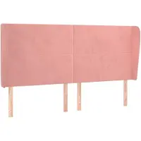 vidaXL Tête de lit avec oreilles rose 163x23x118/128 cm velours