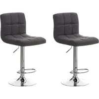 CLP , ensemble de 2 tabourets de bar, modèle Peru, revêtus en tissu, pivotants et réglables en hauteur | Couleur : gris clair