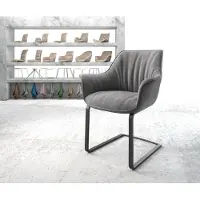 DELIFE Cantilever Keila-Flex avec accoudoirs tissu texturé gris clair pied cantilever plat noir