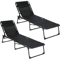 Brixy Ligbedden (set van 2) - Opvouwbaar - Inclusief Hoofdkussen - Zonnebedden - Ligstoelen - Verstelbaar - Tuin - Weerbestendig - Antraciet