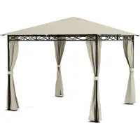 Blumfeldt Mondo - Tente de fête pergola, tonnelle de jardin, dimensions : 2,95 x 2,6 x 2,95 m, 4 panneaux latéraux, concept EasyMount, protection contre les intempéries : UV/vent/pluie, beige