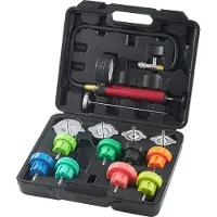 Vevor 28PCS Kit Testeur de Pression et de Rechange du Liquide de Refroidissement Radiateur Universel Pompe Manuelle Adaptateurs Capuchons Test à Code Couleur Boîte à Outils pour Voitures Motos Camions