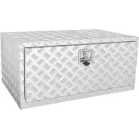 Vevor Boîte à Outils pour Camion 91,4×61×61 cm Coffre Sous-châssis Fixation Inférieure Caisse de Stockage en Alliage d'Aluminium Solide avec Serrure et Clés pour Remorque Pick-up Véhicules Transport