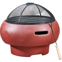 Teamson Home Braséro De Jardin Avec Bois Chauffage, , Rouge