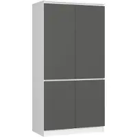 Akord Armoire 4 Portes Blanc/Gris Graphite 90X51X180