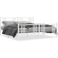 vidaXL Cadre de lit avec tête et pied de lit en métal blanc 200x200 cm