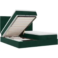 vidaXL Lit ottoman avec matelas vert foncé 200x200 cm velours
