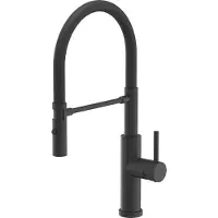 Quadron Robinet de cuisine ANDY SteelQ, mitigeur 360°, couleur : noir, hauteur : 46 cm, fonction QFix, robinet pivotant pour cuisine en acier inoxydable