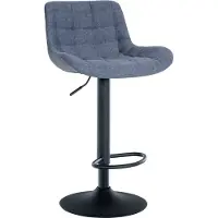 CLP Tabouret de bar Tover, pivotant à 360° et réglable en hauteur, bleu, revêtement en tissu