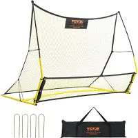 Vevor Filet de Rebond Football 183x130 cm Rebondisseur pour Entraînement Football 2 en 1 Tube en Fer Équipement de Sport avec Sac Portable pour Entraînement en Solo