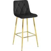 Leobert Tabouret De Bar - - Nado - Velours Noir/Pieds Dorés - 43,5 X 49 X 102 Cm